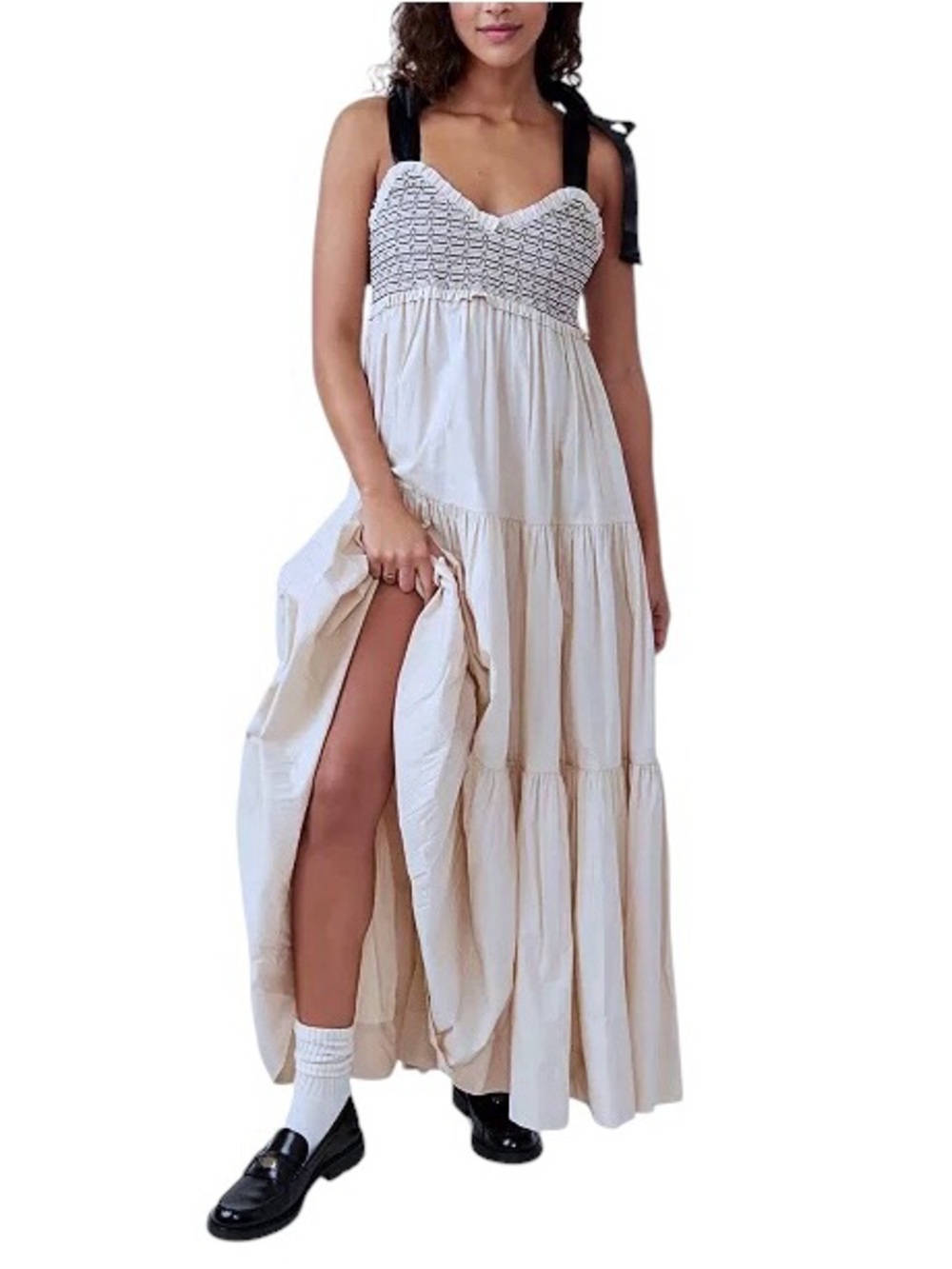 Free People Bluebell Solid Maxi Dress in vacation sand Cotton XL $148